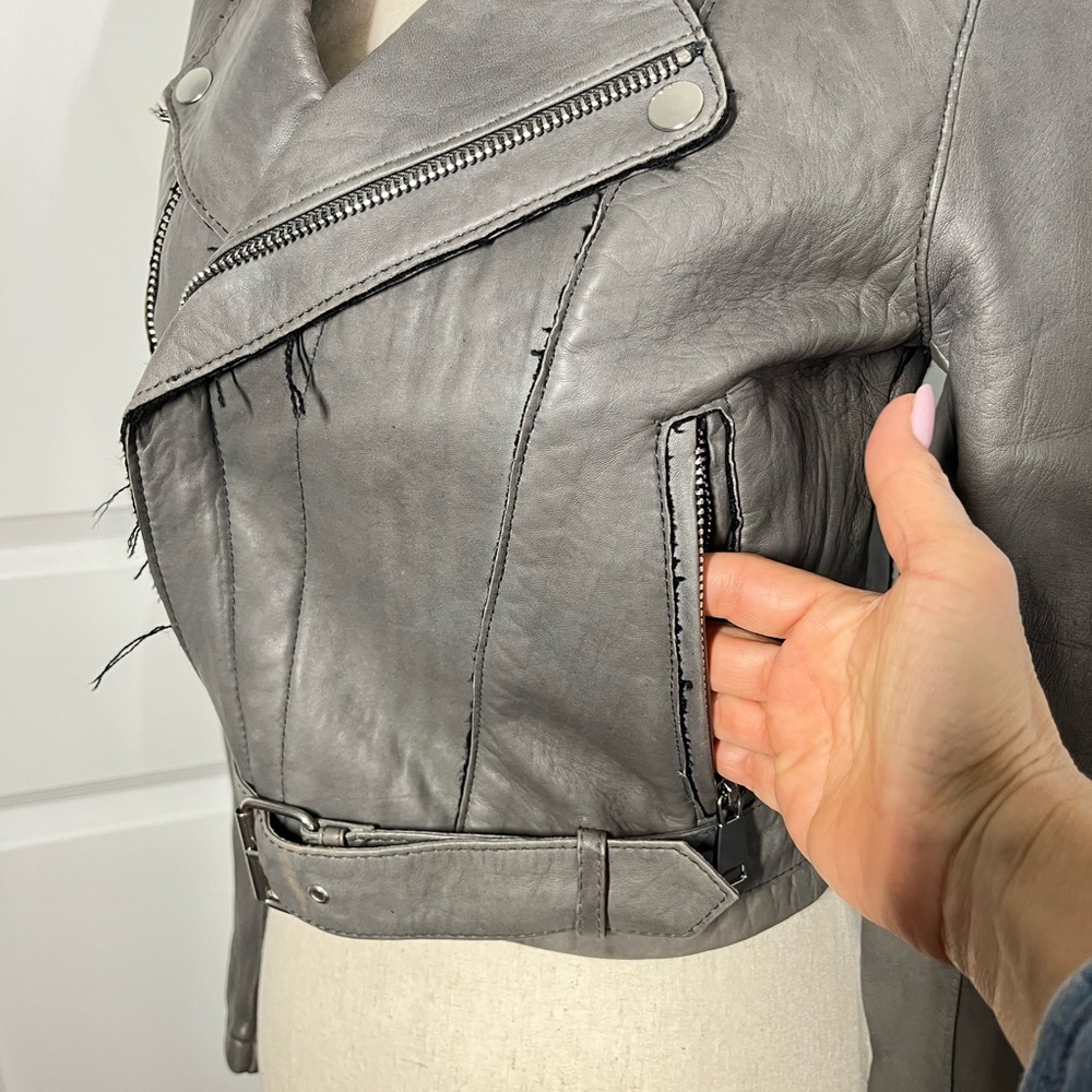 Maje 100% genuine leather motorcycle biker jacket size 36 - Picture 10 of 16
